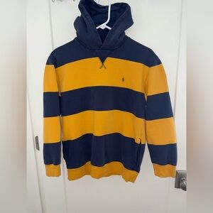Polo Ralph Lauren heavy weight rugby stripe hoodie boy's sz XL (20) EUC